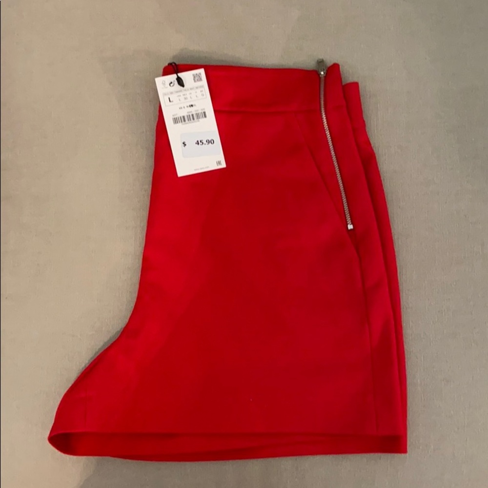 Red Zara Shorts High Waisted
